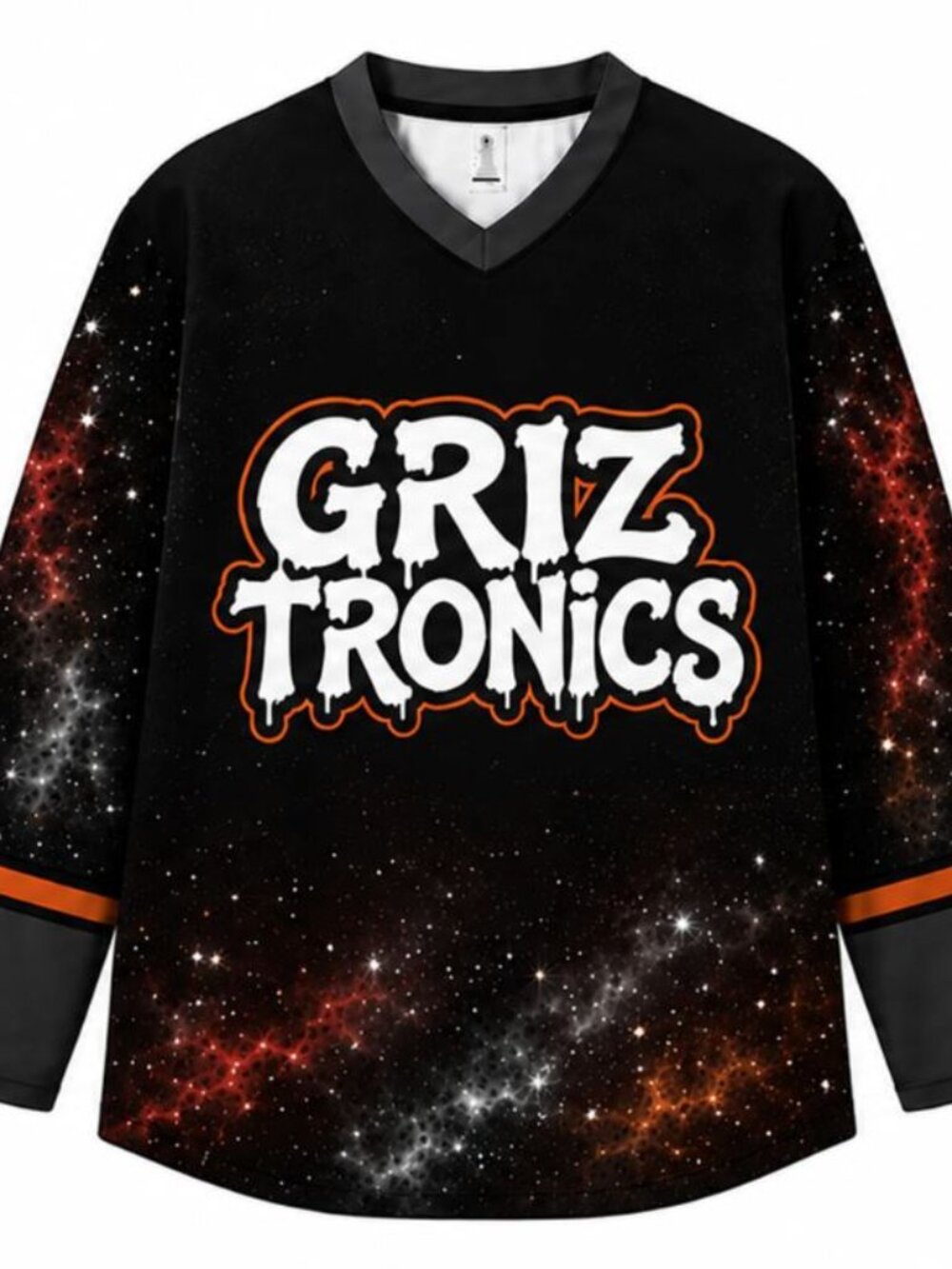 GrizTronics #26 Galaxy Bear Mascot Black Orange Hockey Jersey EDM
